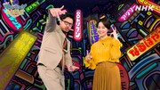 MCのアルコ＆ピース平子（左）、杉浦友紀NHKアナウンサー（右）。