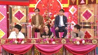 （前列左から）神宮寺勇太、森泉、陣内智則と、おいでやすこが（後列）。(c)テレビ朝日