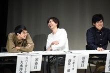 審査を務めたラバーガール大水、ザ・ギース高佐、ザ・ギース尾関（左から）。