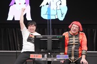 「ボルダリング姉さん」でデッカチャン（右）を倒したガーリィレコード高井（左）。