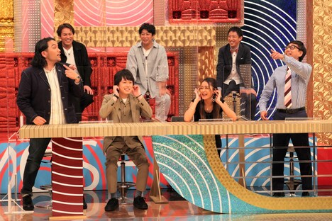 （前列左から）見取り図、みちょぱ、おいでやす小田、（後列左から）狩野英孝、パンサー尾形、さらば青春の光・森田。(c)フジテレビ