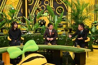 「爆笑問題＆霜降り明星のシンパイ賞!!」に出演する爆笑問題とゲストの桜井日奈子（左）。(c)テレビ朝日