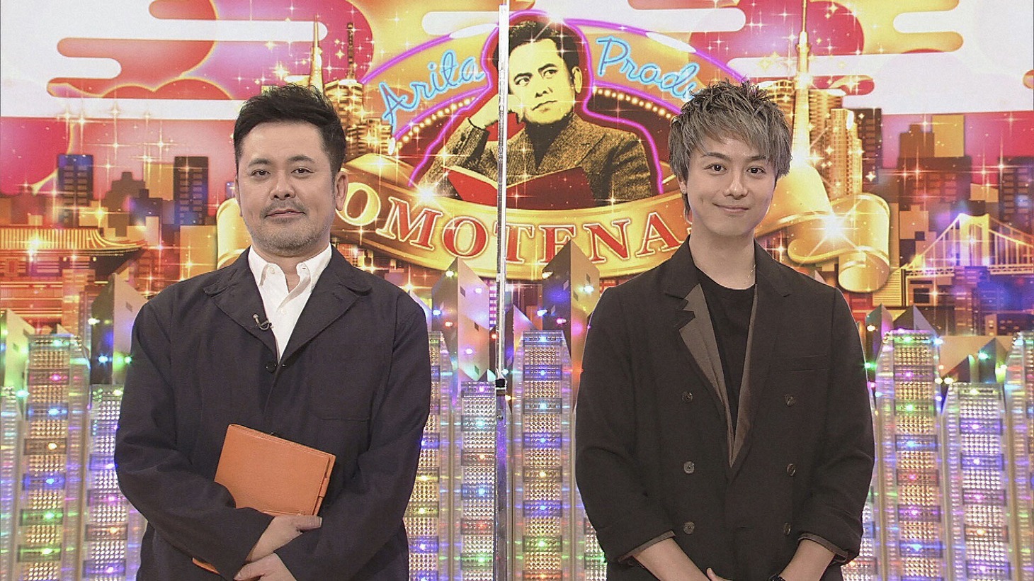 有田P（左）とゲストのEXILE TAKAHIRO（右）。