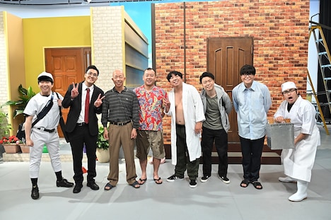 「壁」に出演する（左から）ハナコ秋山、ハナコ菊田、バイきんぐ、バナナマン日村、ライス、ロッチ中岡。(c)TBS