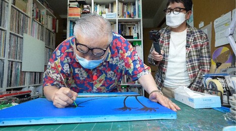 永井博による制作の様子。