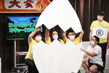 「かぶっちゃダメよ！オギャー！オギャー！」で3人いっぺんに挑戦させられるニッポンの社長ケツ、ロバート秋山、ロバート馬場。