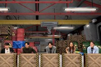 （左から）ネプチューン原田、間宮祥太朗、鈴木伸之、池田美優、アインシュタイン稲田。(c)フジテレビ