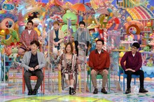 （前列左から）フットボールアワー後藤、オアシズ大久保、かまいたち山内、アンタッチャブル柴田、（後列左から）スピードワゴン井戸田、ハリセンボン。(c)テレビ朝日