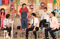 （前列左から）ネプチューン堀内、マヂカルラブリー、（後列左から）3時のヒロインゆめっち、ぽんぽこ・高木ひとみ〇、FUJIWARA藤本。(c)フジテレビ