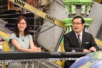 （左から）小澤陽子アナ、アリタ哲平。(c)フジテレビ