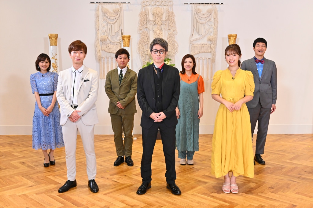 「土曜☆ブレイク『令和の正解リアクション』」に出演する（左から）若林有子アナ、河合郁人、四千頭身・後藤、ロンドンブーツ1号2号・田村淳、3時のヒロイン福田、渋谷凪咲、もう中学生。(c)TBS