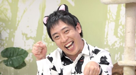 猫ポースを取るさらば青春の光・森田。