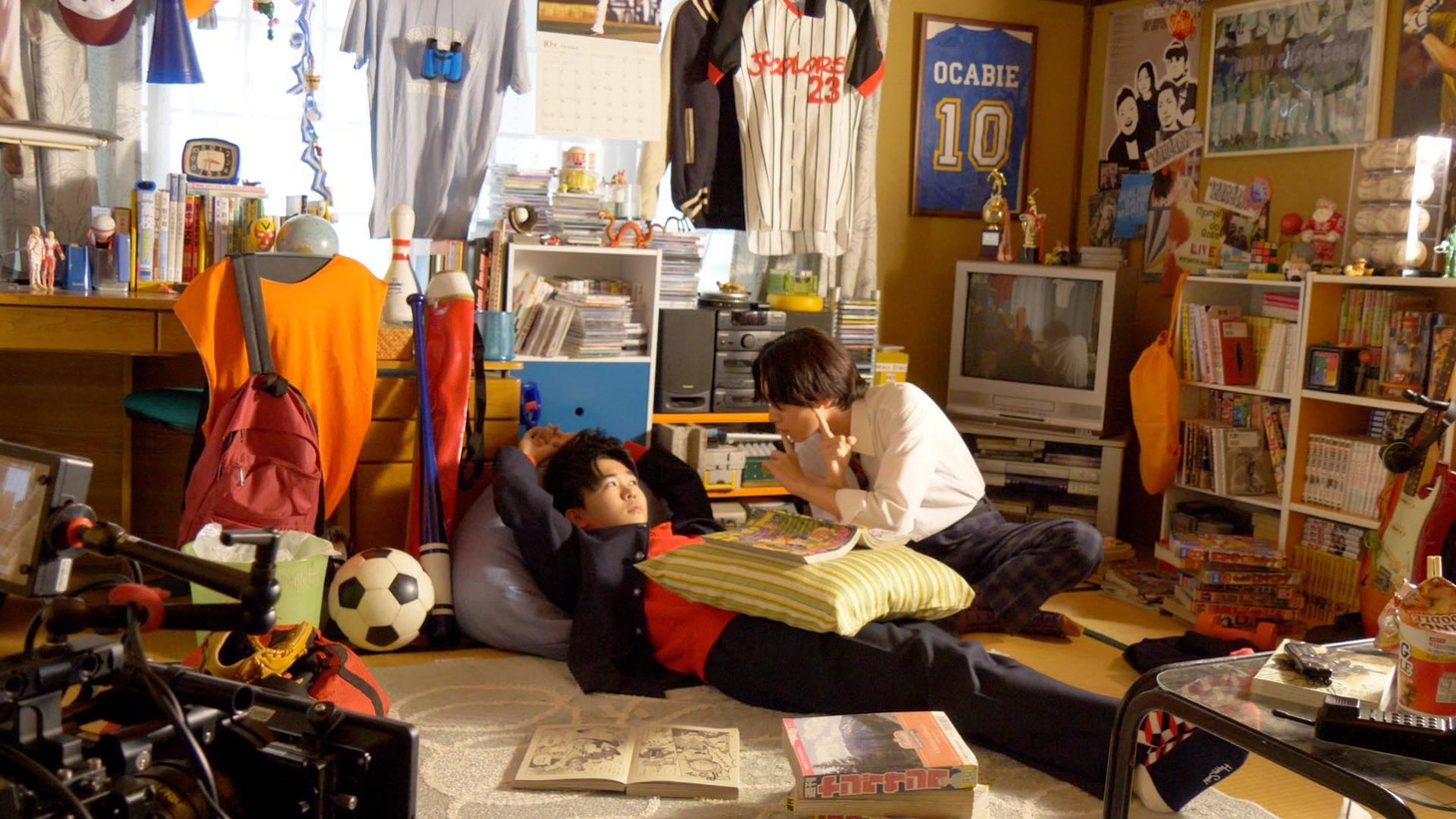 CM「学生」編の撮影中の様子。