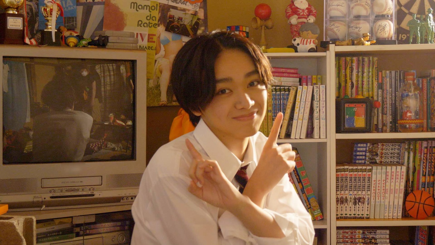 CM「学生」編の撮影中の様子。