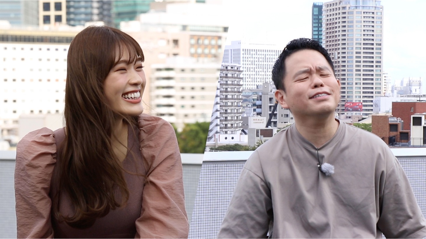 「～凪咲と芸人～マッチング」に出演する（左から）渋谷凪咲、ダイアン津田。(c)テレビ朝日