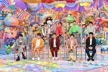 「ビビリ-1グランプリ2021」に出演する（前列左から）千原ジュニア、FUJIWARA藤本、狩野英孝、霜降り明星、（後列左から）EXITりんたろー。、中間淳太、すゑひろがりず三島、空気階段・水川かたまり。(c)テレビ朝日