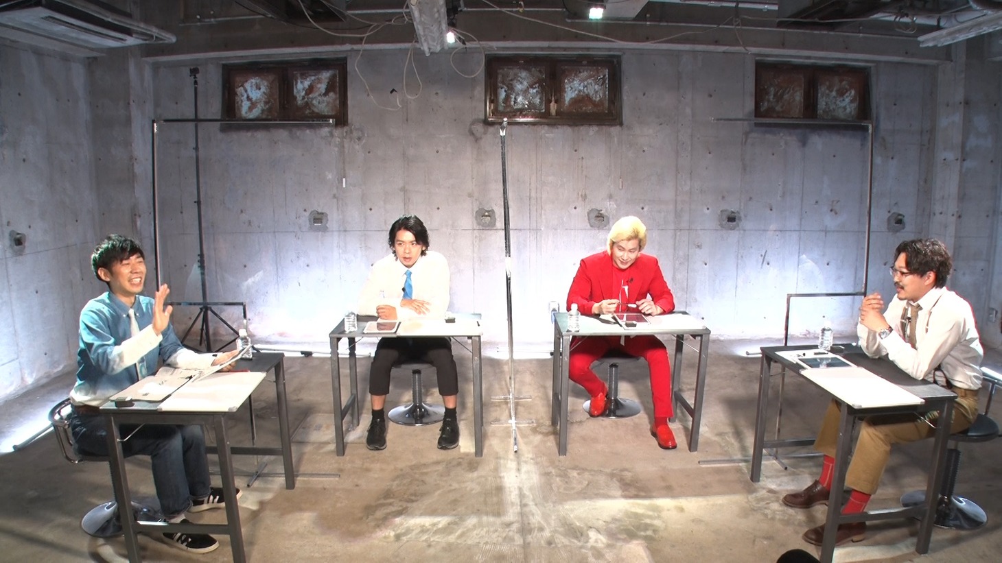 「野田レーザーの逆算」に出演する（左から）トンツカタン森本、マヂカルラブリー・野田クリスタル、メイプル超合金カズレーザー、オズワルド伊藤。(c)テレビ朝日