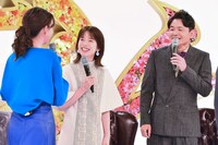 （左から）河北麻友子、弘中綾香アナ、千鳥ノブ。