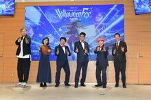（左から）KDDIの中馬和彦氏、世良マリカ、ダチョウ倶楽部、渋谷区長の長谷部健氏。