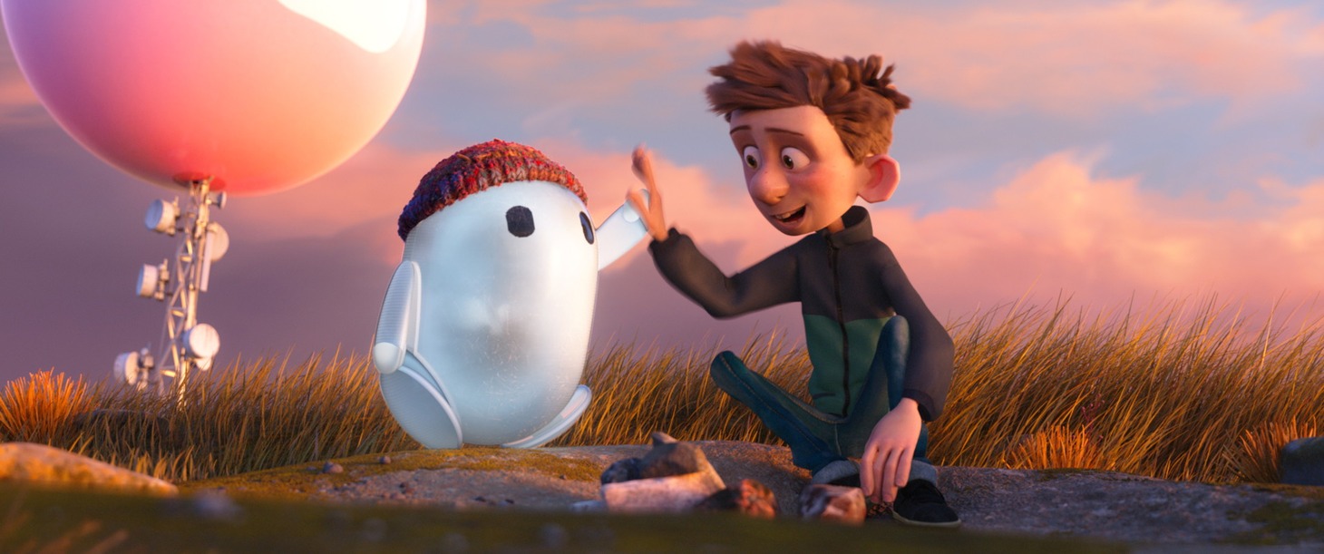 映画「ロン 僕のポンコツ・ボット」より。左からロン、バーニー。