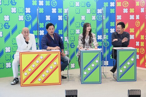 (左から)錦鯉・長谷川、アルコ&ピース平子、梅澤美波、くりぃむしちゅー有田。(c)テレビ朝日