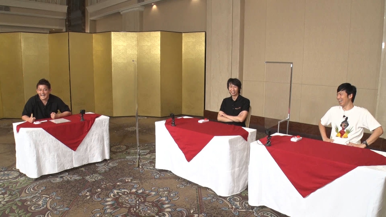 「内村さまぁ～ず SECOND vol.85」Blu-ray特典映像の「内さまゲスト反省会」に出演する（左から）スピードワゴン井戸田、アンガールズ山根、東貴博。