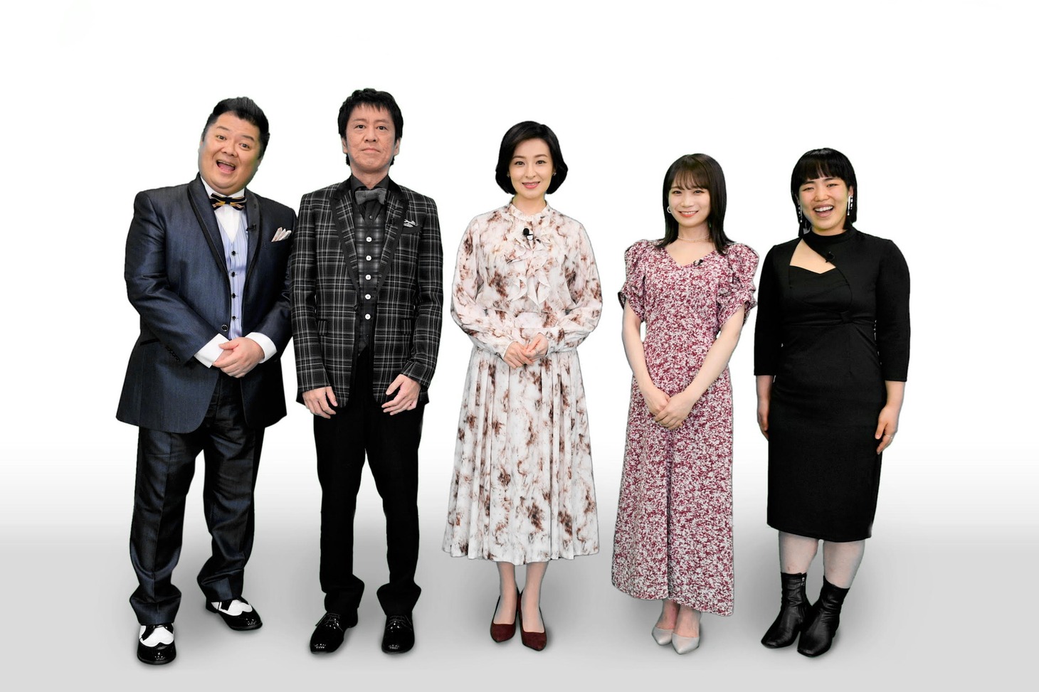 「ブラマヨ＆ゆりやんのいきなり合唱GP」に出演する（左から）ブラックマヨネーズ、檀れい、秋元真夏、ゆりやんレトリィバァ。(c)ABCテレビ