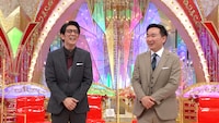 収録後にコメントするアンタッチャブル柴田とかまいたち山内。(c)テレビ朝日
