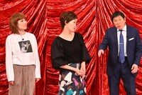 “ニセさんまファミリー”として登場する（左から）寛香-HIROKA-、中垣みな、ほいけんた。(c)TBS