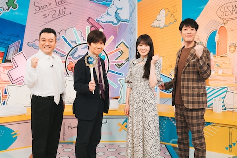 (左から)アンタッチャブル山崎、内村光良、高山一実、麒麟・川島。(c)TBS