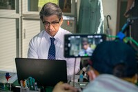 「Airワーク 採用管理」新CM「出会い」編の撮影中の様子。