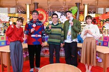 「どこかで見たことある雰囲気バラエティー！ ＃っぽいネタ」に出演する（左から）若槻千夏、おぎやはぎ、ジェシー、阿部芳美アナ。(c)中京テレビ