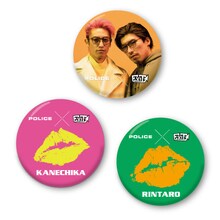 POLICE×EXIT カプセルコレクション購入特典の缶バッジ。