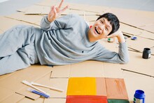 moz あったか スウェットセットを着用したもう中学生。