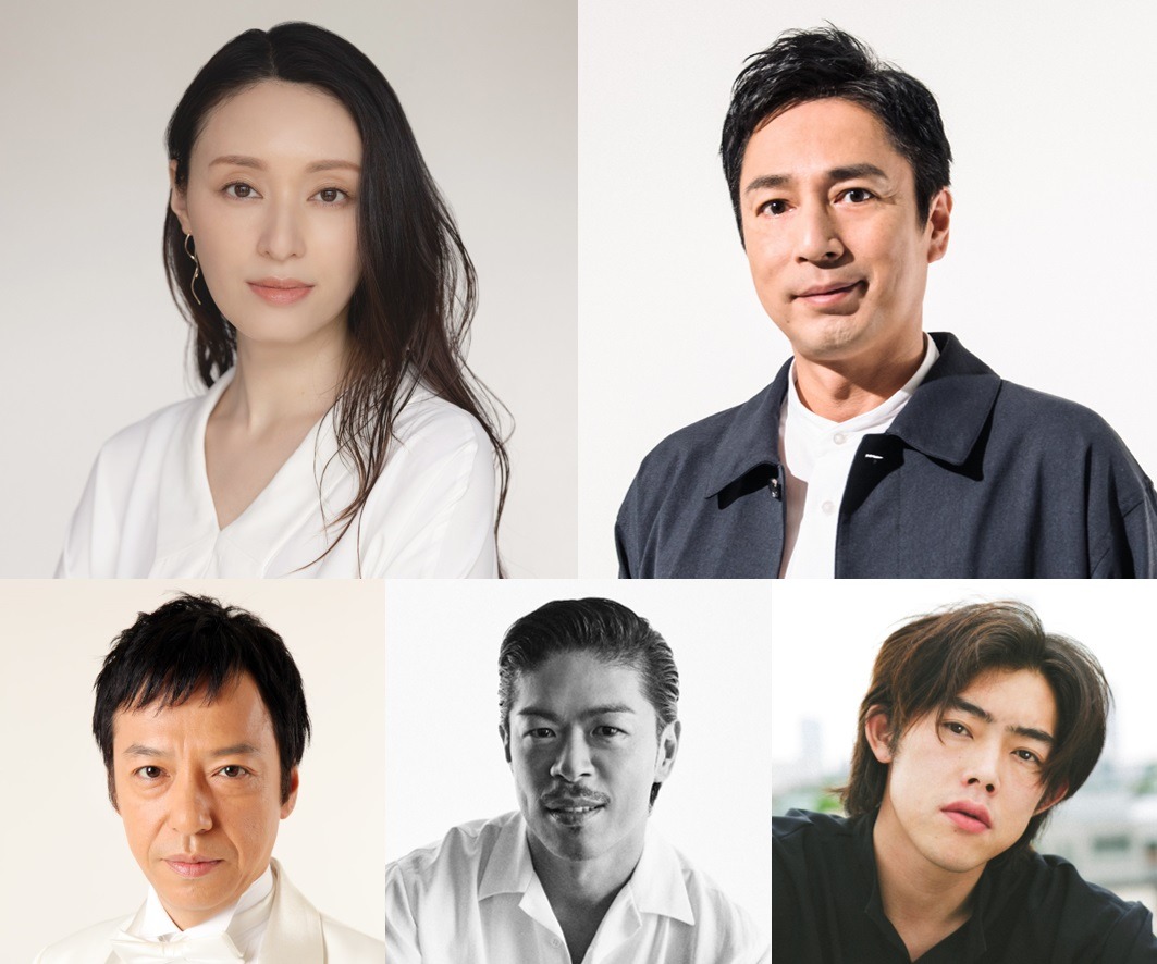 上段左から栗山千明、チュートリアル徳井。下段左から板尾創路、松本利夫、吉村界人。