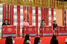 「くりぃむナンタラ」の「次の審査員は俺だ-1グランプリ」に出場する（左から）空気階段・鈴木もぐら、オードリー春日、南海キャンディーズ山里、くりぃむしちゅー上田。(c)テレビ朝日