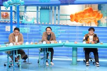 （左から）ミキ昴生、アンガールズ田中、カンニング竹山。(c)フジテレビ