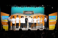 「Up-T presents 神保町よしもと漫劇Tシャツグランプリ 2022」開催発表会見の様子。