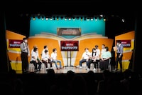 「Up-T presents 神保町よしもと漫劇Tシャツグランプリ 2022」開催発表会見の様子。