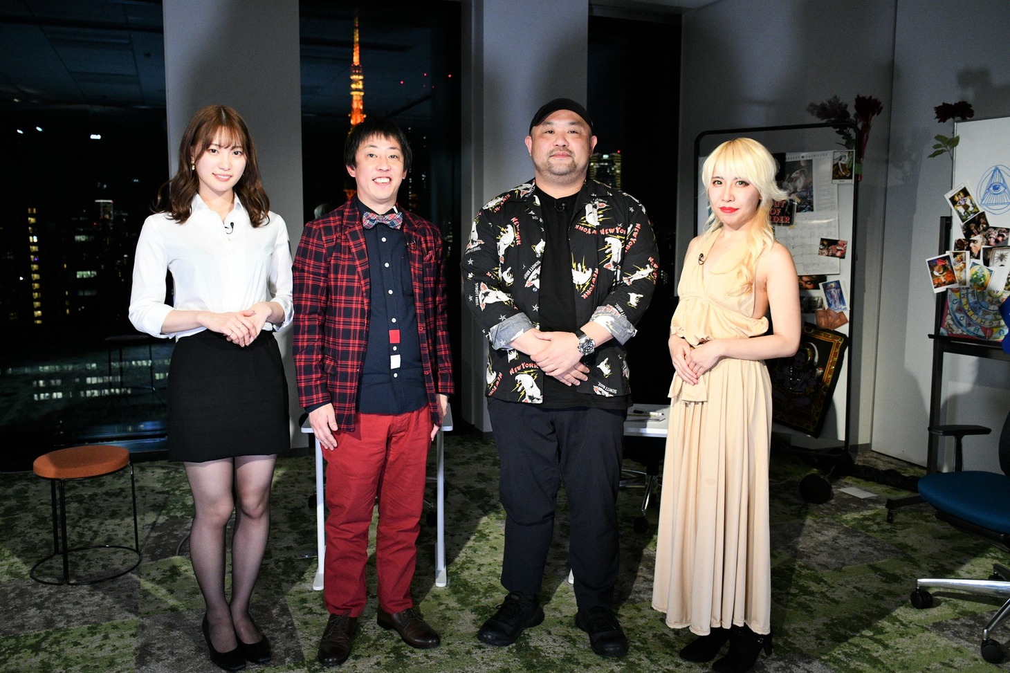 「さらば森田の裏ニッポン極秘会議」に出演する（左から）美谷朱里、さらば青春の光・森田、丸山ゴンザレス、Momoka Kagamiya。(c)ABCテレビ