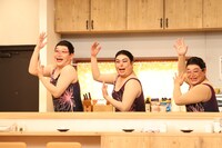 （左から）ずん飯尾、わらふぢなるお・口笛なるお、サンドウィッチマン伊達。(c)フジテレビ