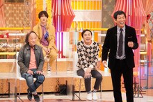 （左から）海原はるか、島太星、アンガールズ田中、明石家さんま。(c)フジテレビ