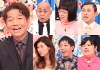 （左から時計回りに）くりぃむしちゅー上田、錦鯉・長谷川、阿佐ヶ谷姉妹・江里子、オードリー春日、ぼる塾あんり、さらば青春の光・森田、ヒコロヒー。(c)フジテレビ