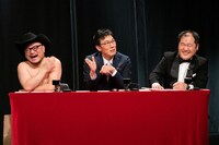 （左から）ハリウッドザコシショウ、浅越ゴエ、三浦マイルド。(c)ABCテレビ