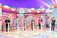 （左から）ミキ昴生、狩野英孝、モグライダー芝、バイきんぐ小峠、ブラックマヨネーズ小杉、蛍原徹。(c)テレビ朝日