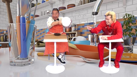 出川哲朗とメイプル超合金カズレーザー。(c)テレビ朝日