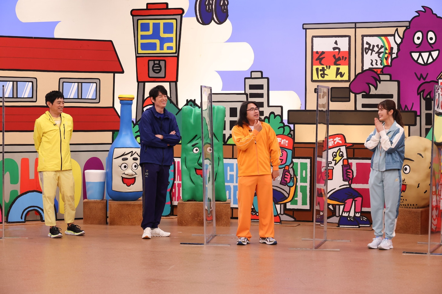 （左から）博多華丸・大吉、ロッチ中岡、渋谷凪咲。(c)関西テレビ