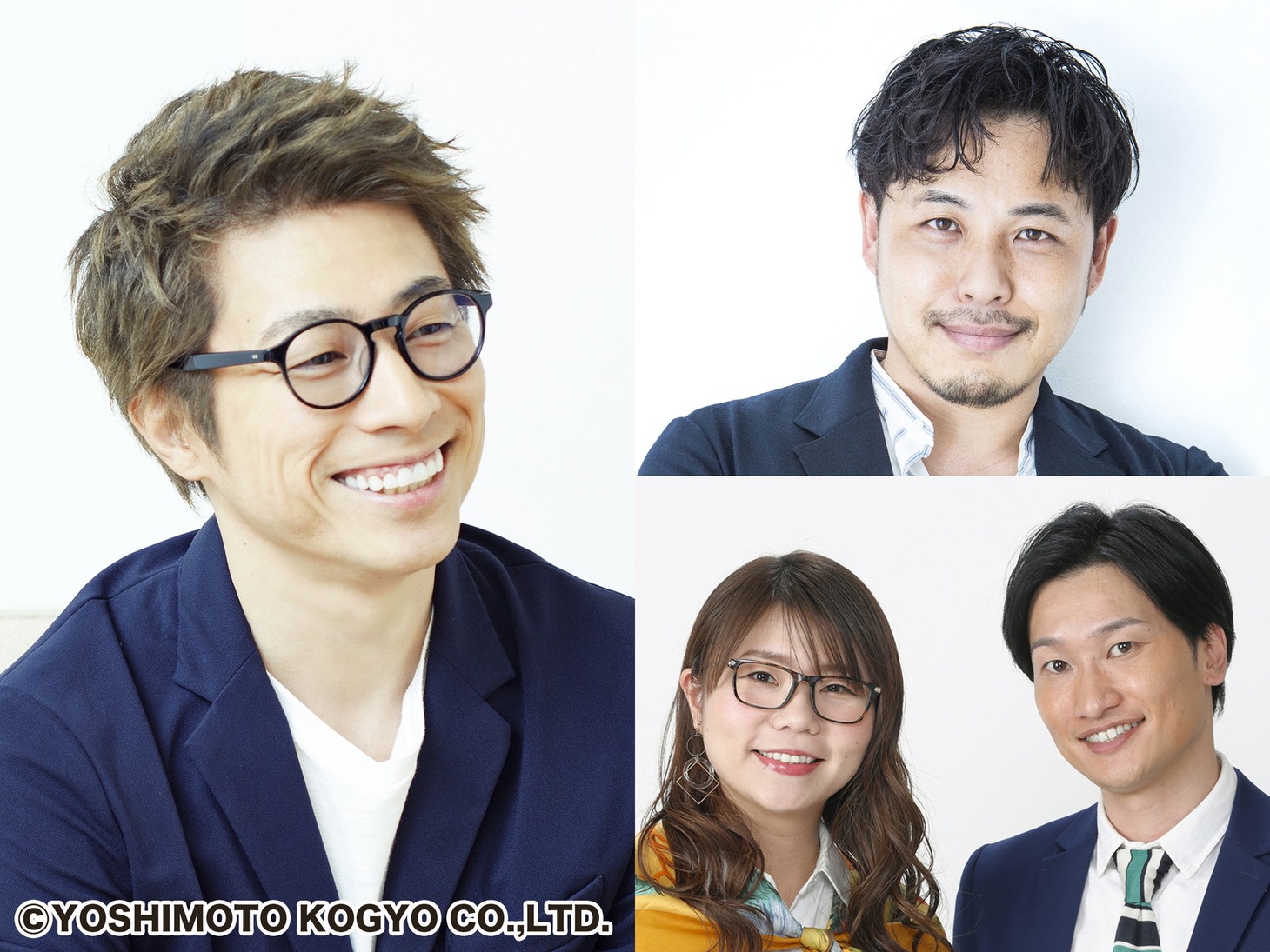 「ポップUP！」にレギュラーコメンテーターとして出演する、ロンドンブーツ1号2号・田村淳、アルコ＆ピース平子（右上）、相席スタート（右下）。
