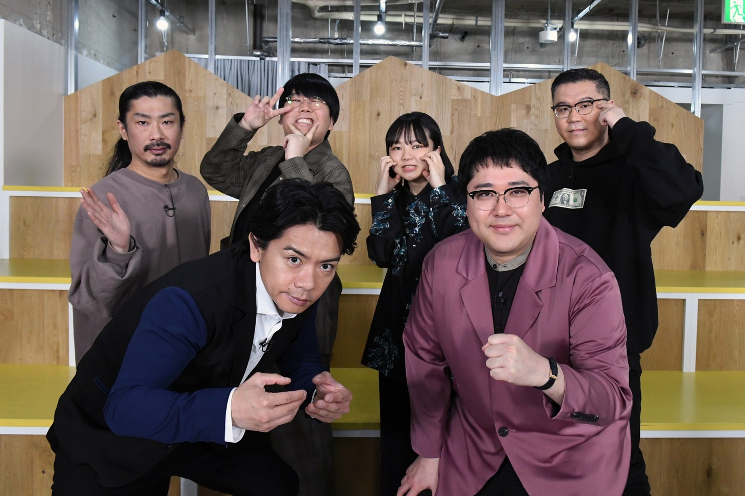 「野田さん！こんなゲームはいかがでしょう？」に出演するマヂカルラブリーと（後列左から）パンサー菅、蛙亭、シソンヌ長谷川。(c)ABCテレビ