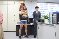 WebCM「連続パワー劇場 『でかびたきんぐ君』」撮影中の様子。